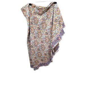 Vintage Potter Barn Outlet Round Tablecloth Floral Print Cotton Multicolor Paisl